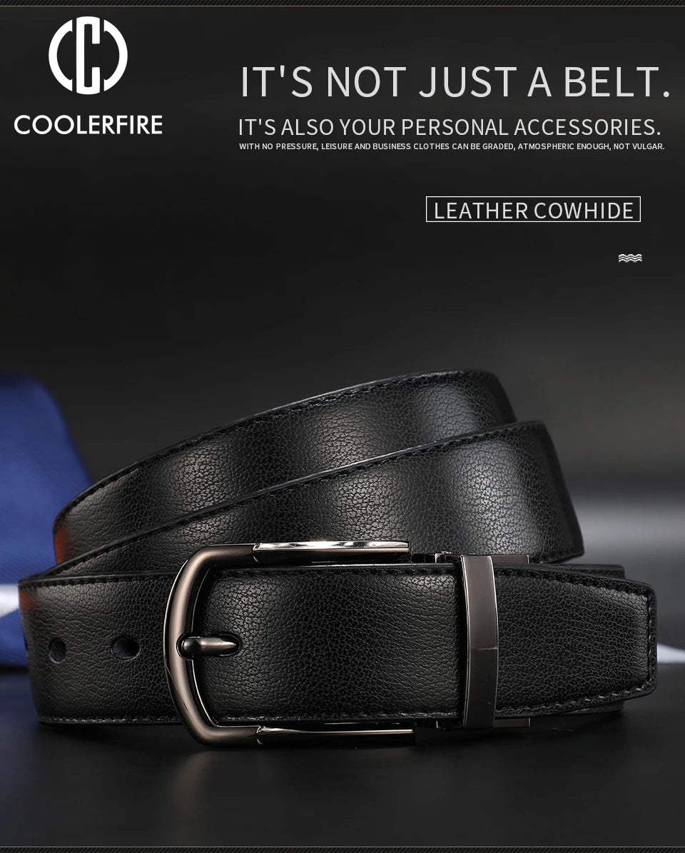Men Genuine Leather Belt 100cm 110cm 120cm 130cm 140cm 150cm 160cmReversible Buckle Brown and Black Business Dress Belts for Men