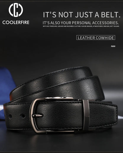 Men Genuine Leather Belt 100cm 110cm 120cm 130cm 140cm 150cm 160cmReversible Buckle Brown and Black Business Dress Belts for Men