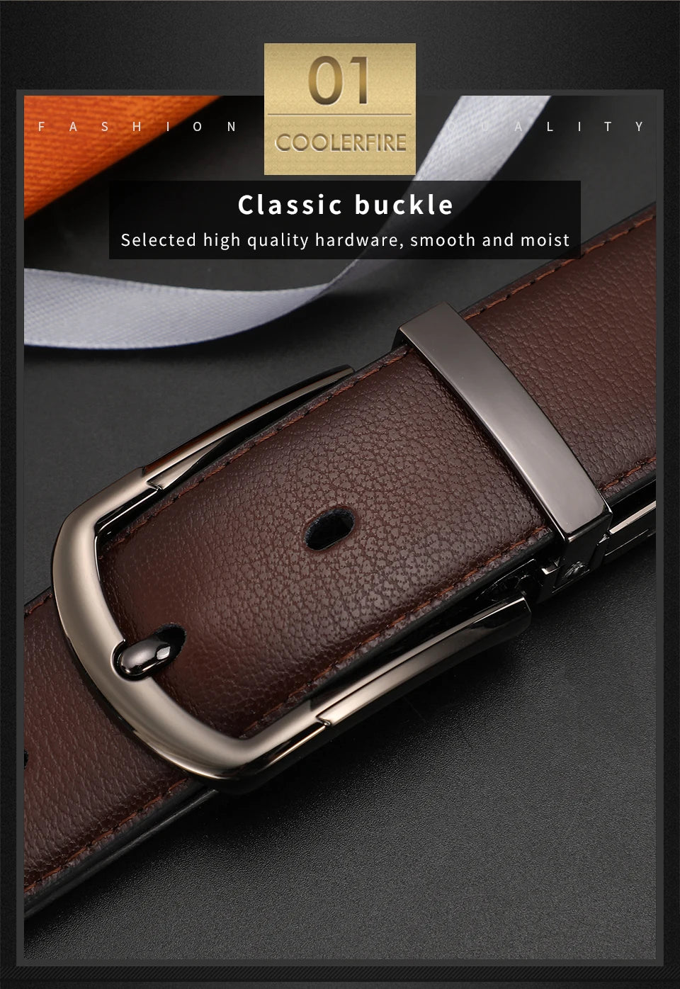 Men Genuine Leather Belt 100cm 110cm 120cm 130cm 140cm 150cm 160cmReversible Buckle Brown and Black Business Dress Belts for Men