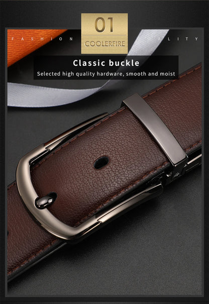 Men Genuine Leather Belt 100cm 110cm 120cm 130cm 140cm 150cm 160cmReversible Buckle Brown and Black Business Dress Belts for Men