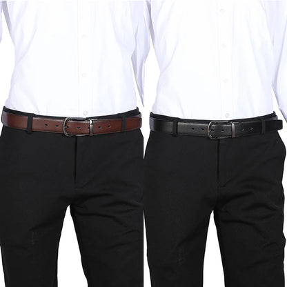 Men Genuine Leather Belt 100cm 110cm 120cm 130cm 140cm 150cm 160cmReversible Buckle Brown and Black Business Dress Belts for Men