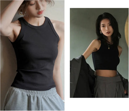 DOIAESKV Basic Solid T shirts Women Slim Halter Neck Off-shoulder Camisole Tops Tees Summer Female Tanks Sleeveless Dropshipping