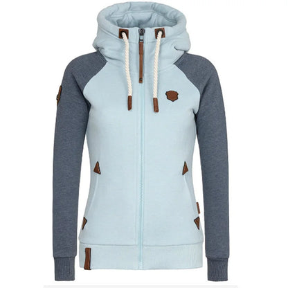 Women Hoodies Sweatshirt Autumn Long Sleeve Zipper Print Pullover Long Sleeve Oversize Warm Winter Hooded Coat Female Tops