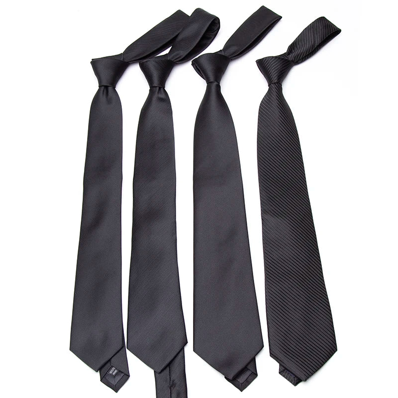 New Mens Tie 8cm 7cm 6cm Classic Black Slim Ties for Men Accessories Neckties Wedding Party Formal Dress Casual Solid Gifts Tie