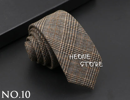 Classic Mens Solid Cotton Handmade 6cm Ties Striped Narrow Collar Slim Necktie Black Red Blue Formal Business Wedding Tie Gift