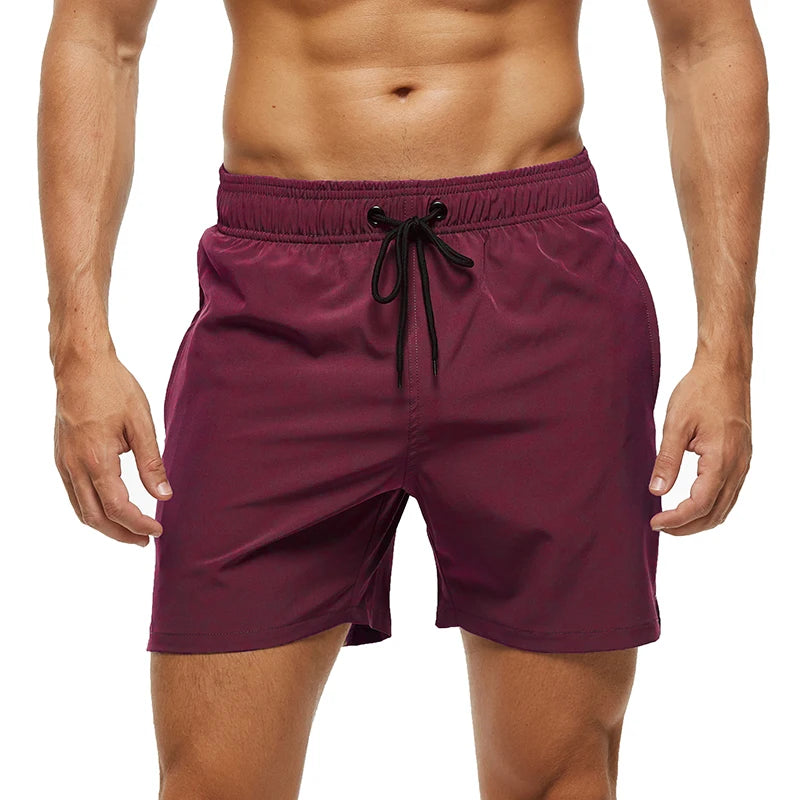 Datifer Summer 2026 Mens Shorts Solid Color Gym Mesh Liner With Zipper Pockets Beach Quick Dry Bermudas Masculina Swimsuits