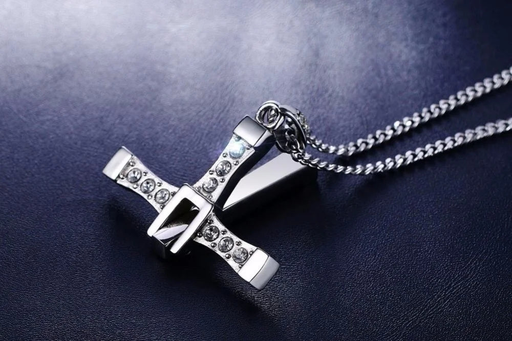 Vnox 316l Stainless Steel Cross Necklace Pendant The Fast and the Furious 8 Top Quality for Good Taste Male Gift