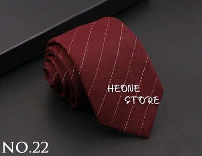 Classic Mens Solid Cotton Handmade 6cm Ties Striped Narrow Collar Slim Necktie Black Red Blue Formal Business Wedding Tie Gift