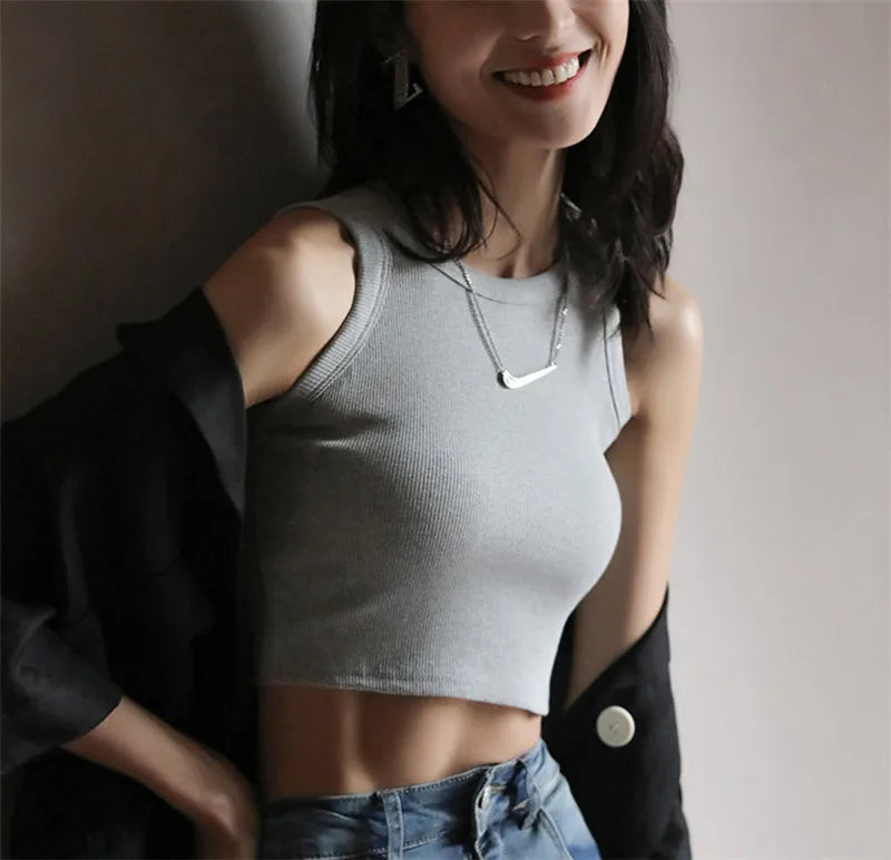 DOIAESKV Basic Solid T shirts Women Slim Halter Neck Off-shoulder Camisole Tops Tees Summer Female Tanks Sleeveless Dropshipping
