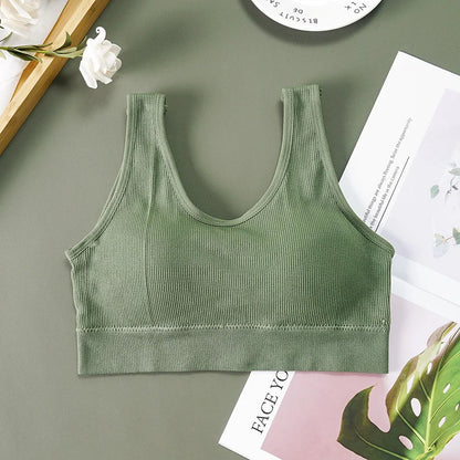 Women Tank Tops Streetwear Push Up Cropped Top for Female Lounge Solid Color Casual Sexy Lingerie Wirefree Camisole Fashion Girl