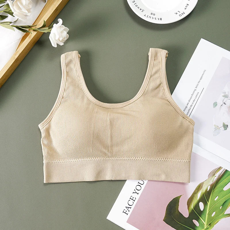 Women Tank Tops Streetwear Push Up Cropped Top for Female Lounge Solid Color Casual Sexy Lingerie Wirefree Camisole Fashion Girl