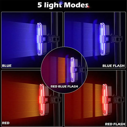 Bicycle Rear Light USB Rechargeable Bike Tail Light MTB Road Bike Warning Tail Lamp for Night Cycling Safety Easy to Install