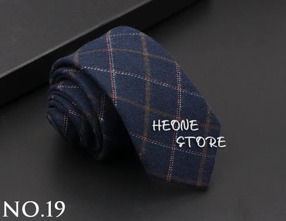 Classic Mens Solid Cotton Handmade 6cm Ties Striped Narrow Collar Slim Necktie Black Red Blue Formal Business Wedding Tie Gift