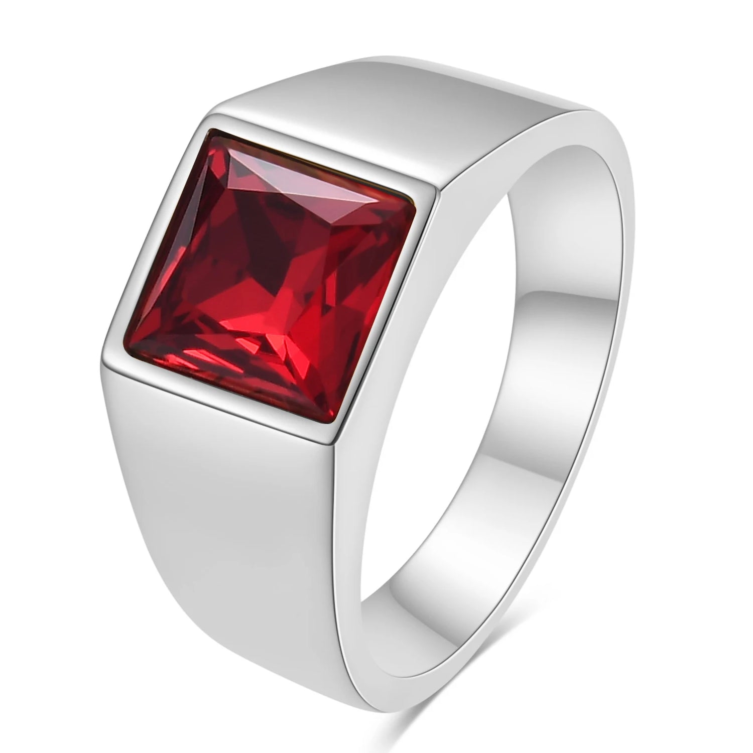 VQYSKO Big Square Cut Stone Signet Ring Exquisite Large Colour Quartz Cocktail Ring For Women Men Jewelry Party Gifts