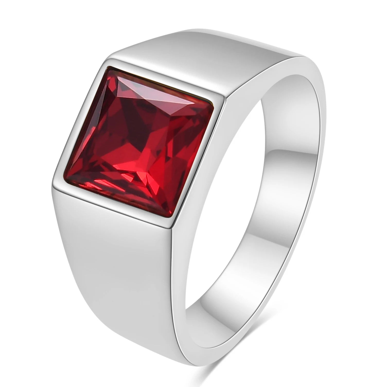 VQYSKO Big Square Cut Stone Signet Ring Exquisite Large Colour Quartz Cocktail Ring For Women Men Jewelry Party Gifts