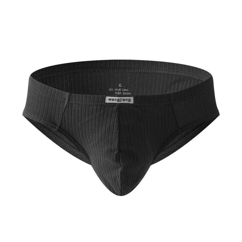 Cotton Briefs Men Sexy Bulge Pouch Underwear Sweat Absorption Underpants Breathable Panties Striped Knickers Male Soft Lingerie