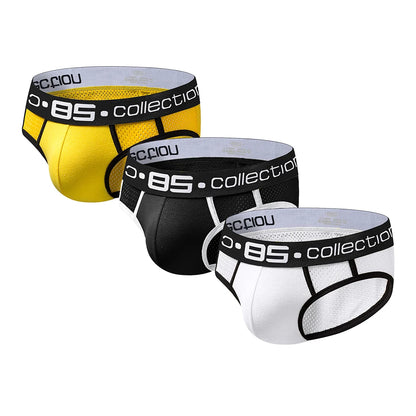 3Pcs Pack Brand Men Underwear Mesh Qucik-Dry  Sexy Men Briefs Breathable Mens Slip Cueca Male Panties Underpants Briefs