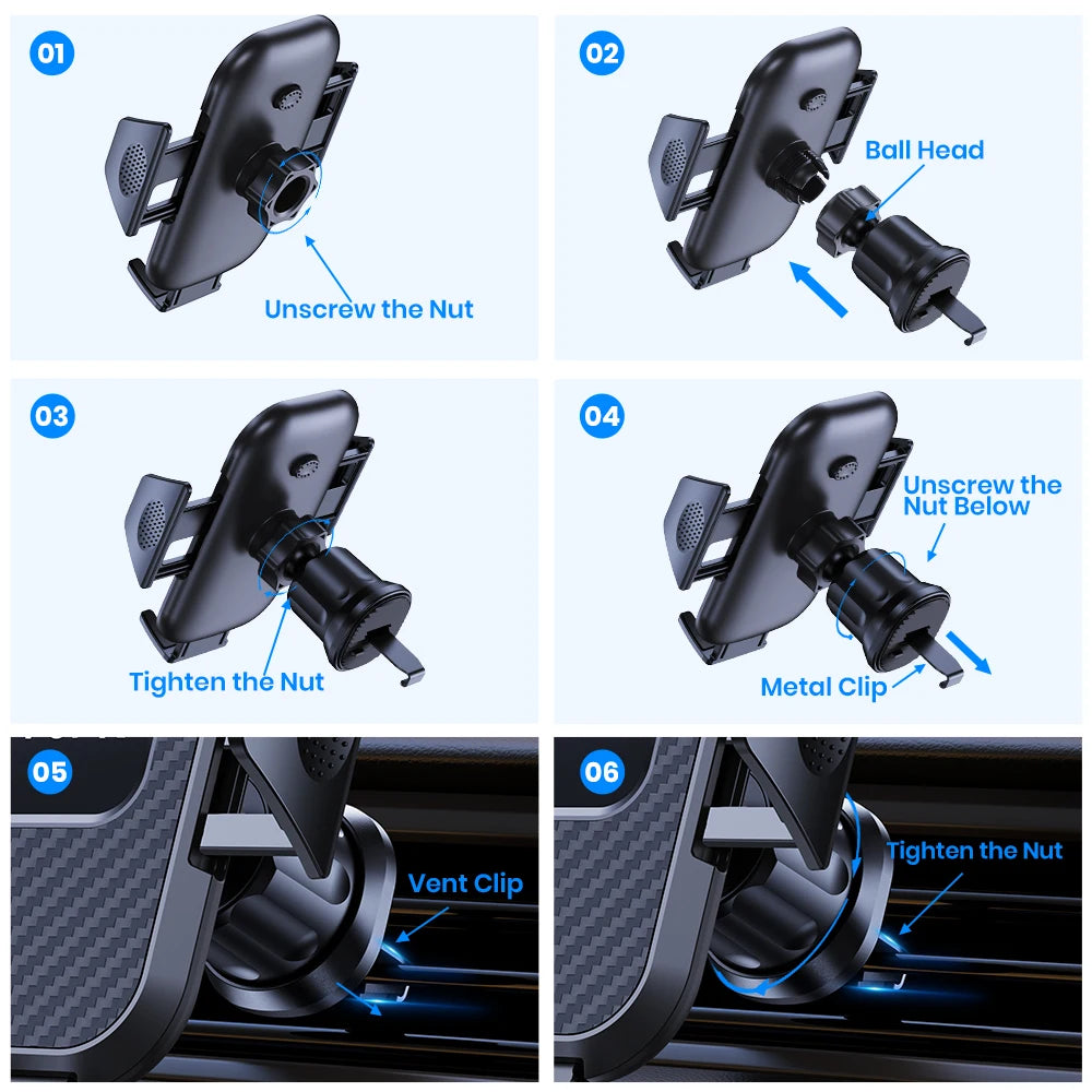 Car Phone Holder Mount,TOPK Upgrade Auto Locking Universal Phone Stand Holder with Hook Clip for Car Air Vent for iPhone Samsun