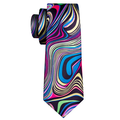 Barry.Wang Colorful Men Tie Handkerchief Cufflinks Set Novelty Floral Necktie for Male Designer Wedding Business Party Gift