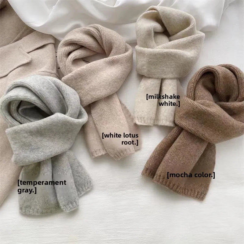 Sheep Wool Scarf for Men and Women, Couple Winter Thick Long Keep Warm Scarves, Solid Color Knitted Scarfs, Versatile and Warm