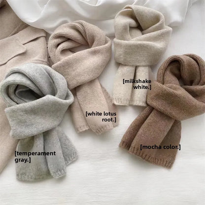 Sheep Wool Scarf for Men and Women, Couple Winter Thick Long Keep Warm Scarves, Solid Color Knitted Scarfs, Versatile and Warm
