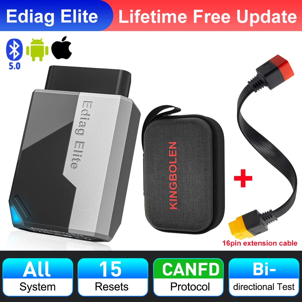 2026 New KINGBOLEN Ediag Elite Lifetime free Car Diagnostic Tools All system 15 Resets Bi-directional Test  Auto Scanner OBD2