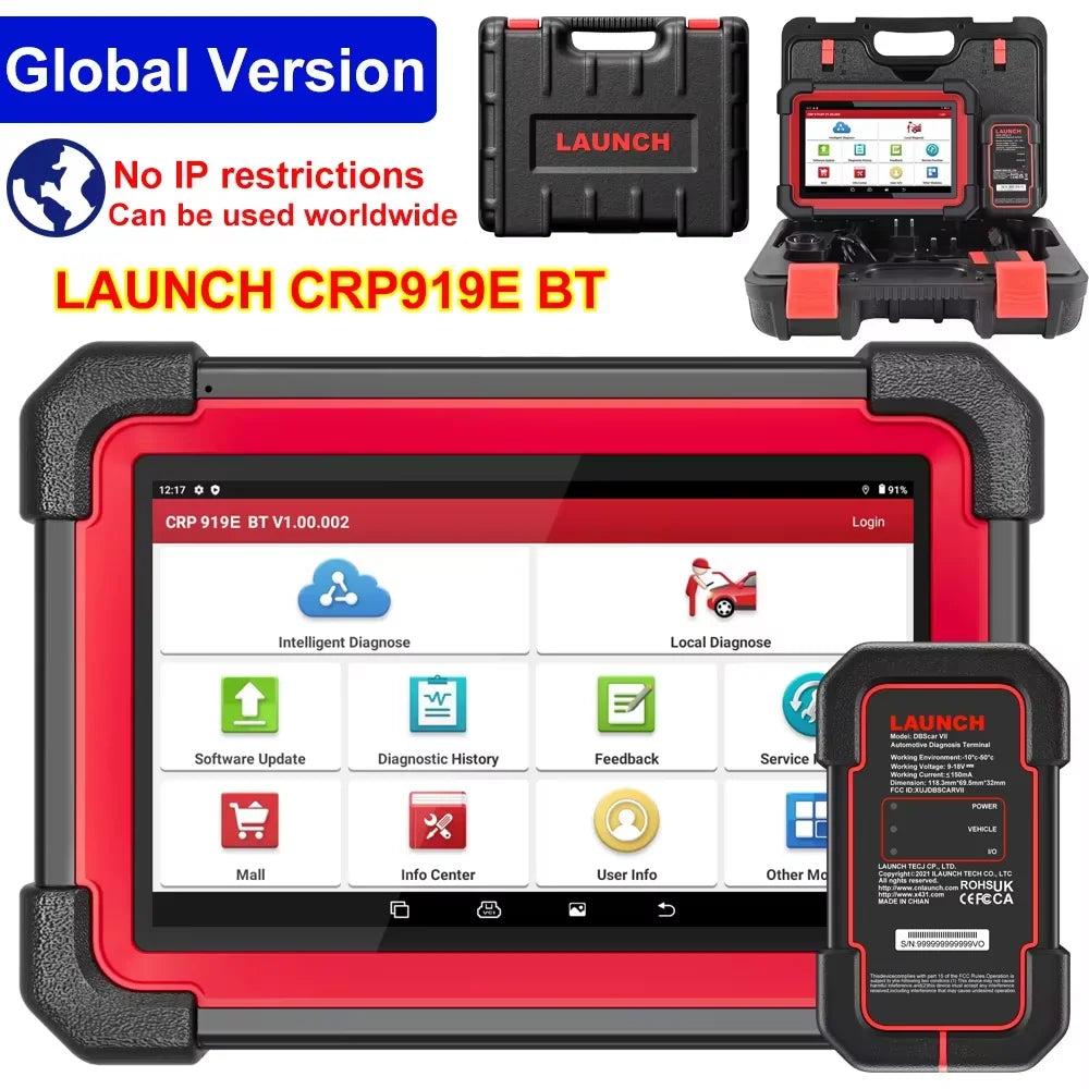 LAUNCH X431 CRP919E BT Car Diagnostic Tools CAN FD DOIP ALL Systems ECU Coding Bi-directional 31 Resets DBScar VII Auto Scanner