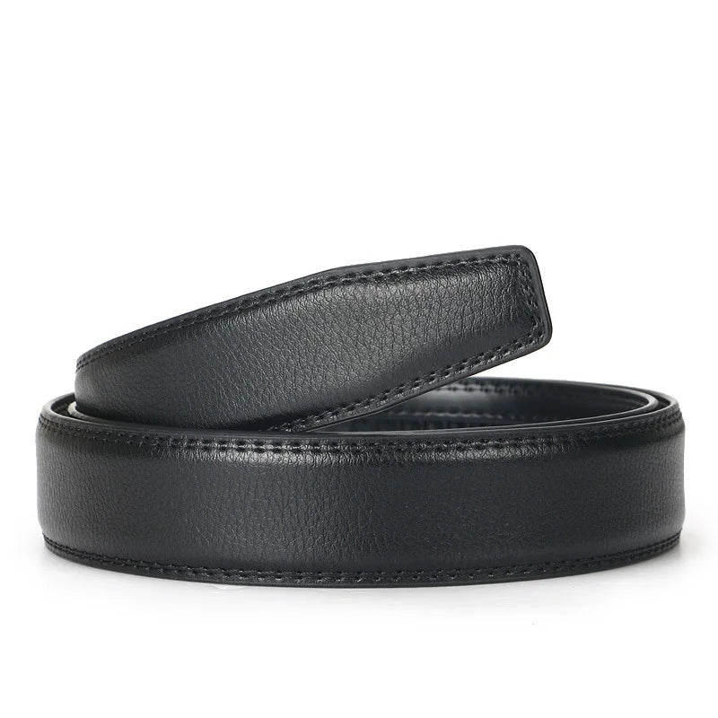 High Quality Genuine Leather Casual Belt Men, Adjustable Automatic Buckle Belts, Black/Brown Cuttable Ratchet Belt for men