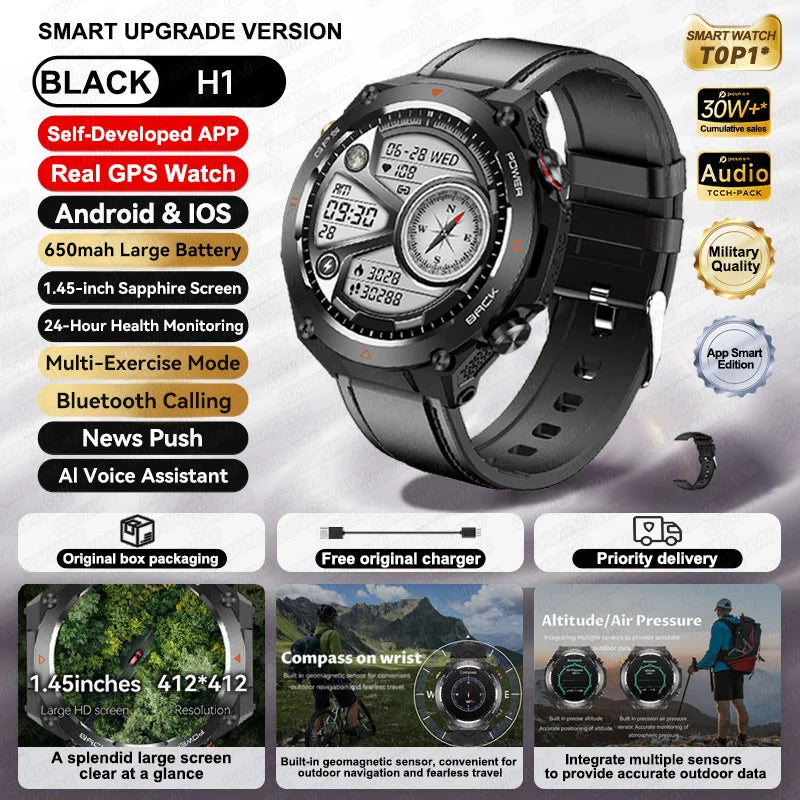 2025 New For Xiaomi GPS Sports Smart Watch Men Waterproof Fitness Trackr Bluetooth call 650Mah Battery Smartwatch Woman Bracelet