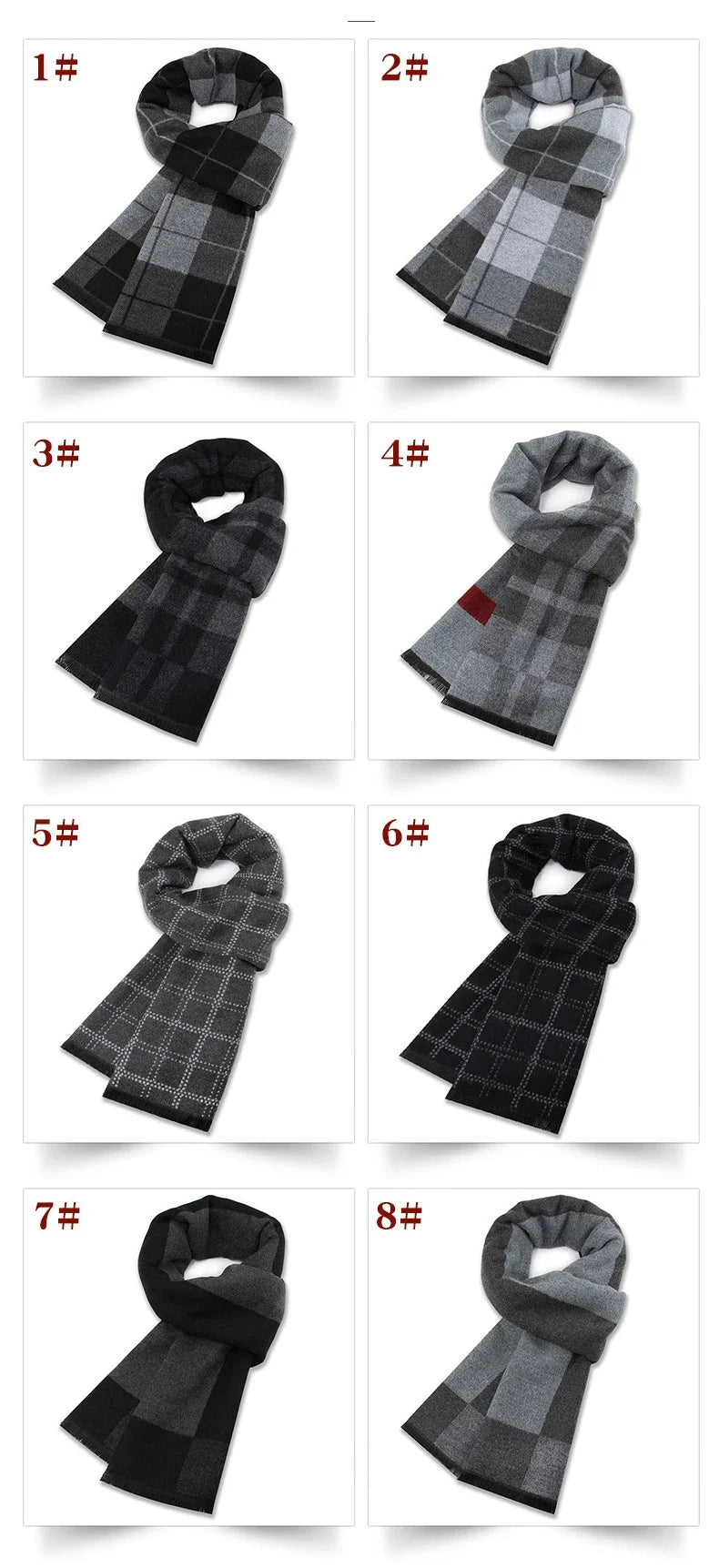 Luxury Scarf Man Winter Warm Wool Scarf For Men Cashmere Scarves Casual Plaid Male Long Pashmina Outdoor Shawls Man Muffler Gift