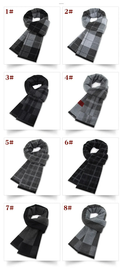 Luxury Scarf Man Winter Warm Wool Scarf For Men Cashmere Scarves Casual Plaid Male Long Pashmina Outdoor Shawls Man Muffler Gift
