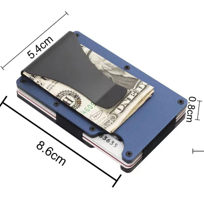 Minimalist Slim RFID Blocking Wallet For Men - Light Weight, Durable &amp; Compact- Aluminum Wallet With Money Clip (Black）