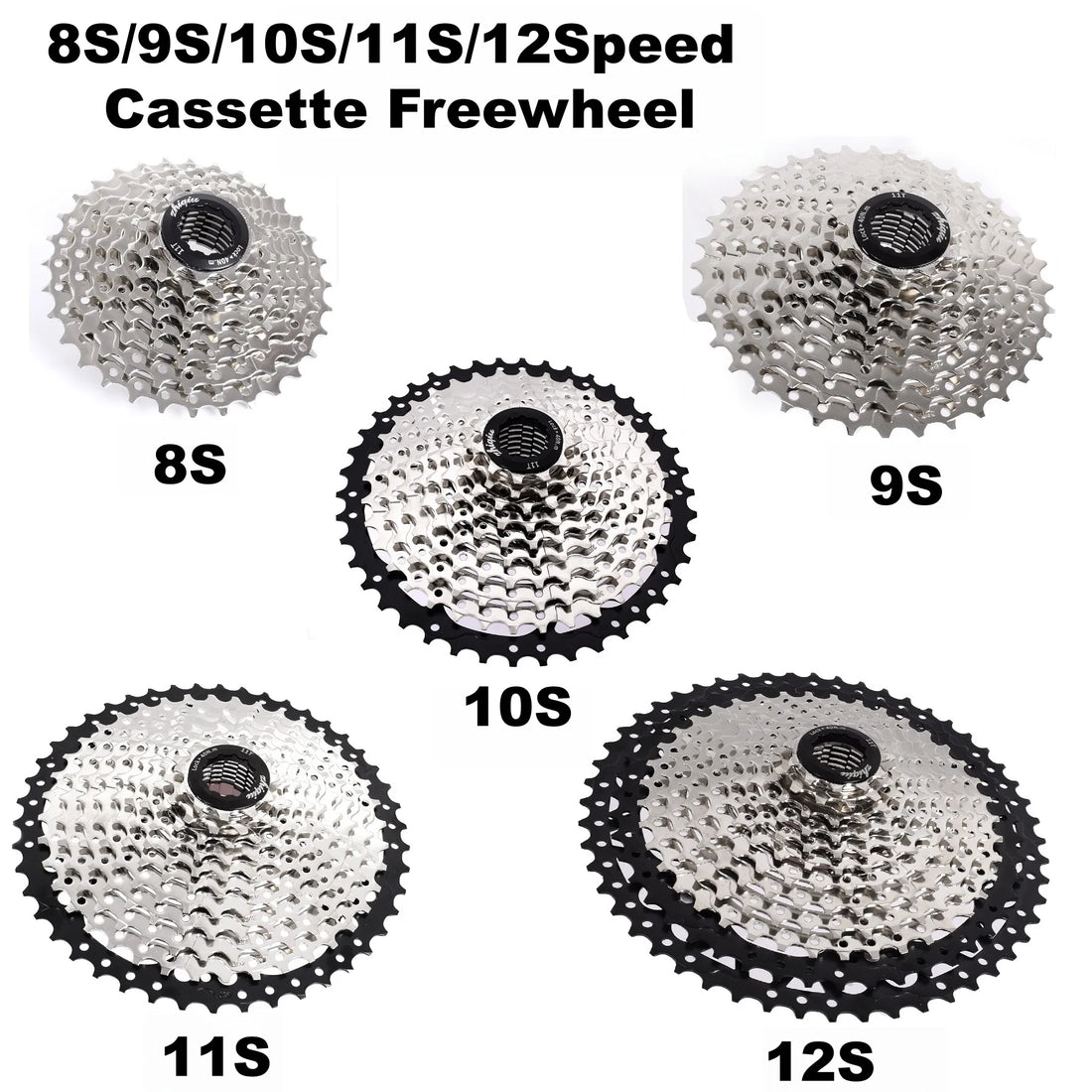 Bike Freewheel,Bicycle Cassette Freewheel 8S(11T-32T)/9S(11T-36T)/10S(11T-42T)/11S(11T-46T)/12S(11T-52T),Cycling Parts