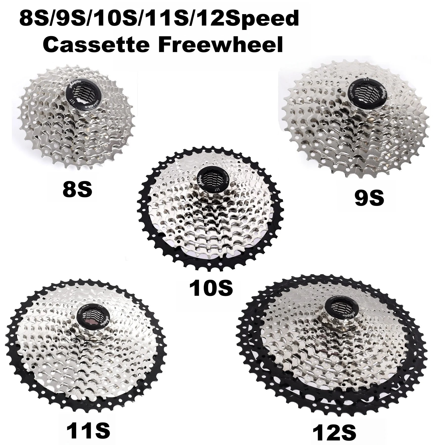 Bike Freewheel,Bicycle Cassette Freewheel 8S(11T-32T)/9S(11T-36T)/10S(11T-42T)/11S(11T-46T)/12S(11T-52T),Cycling Parts