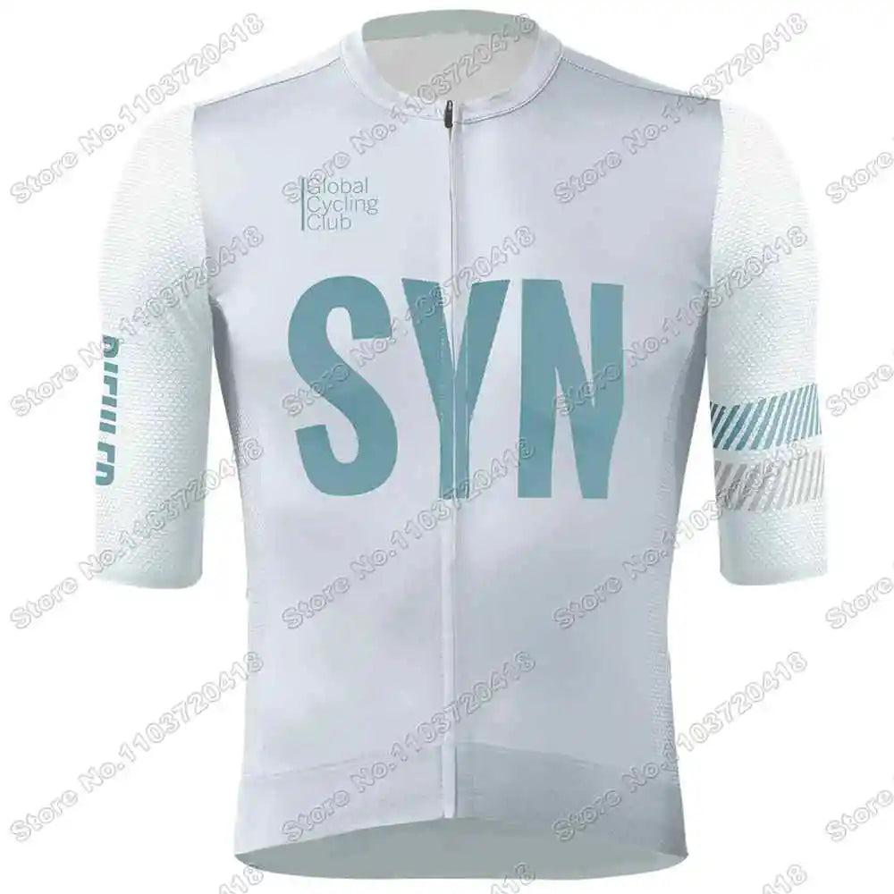 2025 SYN Cycling Jersey Set Pink Orange Green Grey Cycling Clothing Men Short Sleeve Kit Road Bike Shirt Suit Bicycle Bib Shorts