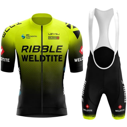 Ribble Weldtite Pro Team Cycling Jersey Set Summer Breathable Bicycle Men&