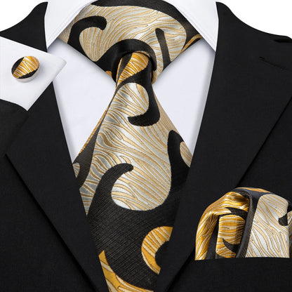 Barry.Wang Colorful Men Tie Handkerchief Cufflinks Set Novelty Floral Necktie for Male Designer Wedding Business Party Gift