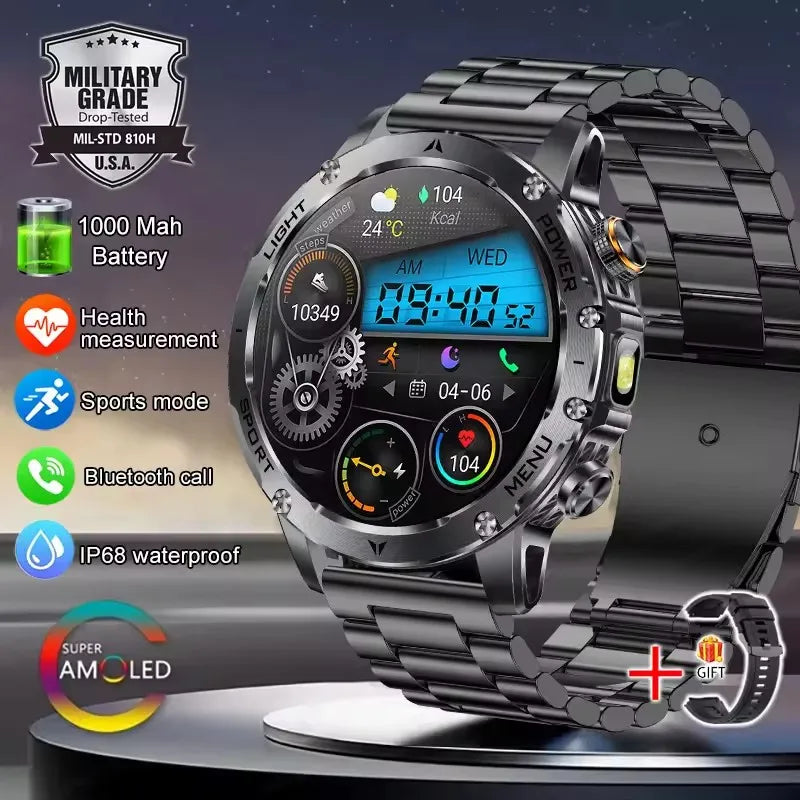 T-Rex 3 Military Grade 1000mAh Battery Smart Watch IP68 Waterproof GPS Bluetooth call AMOLED HD Men Sports 2026 New Smartwatch