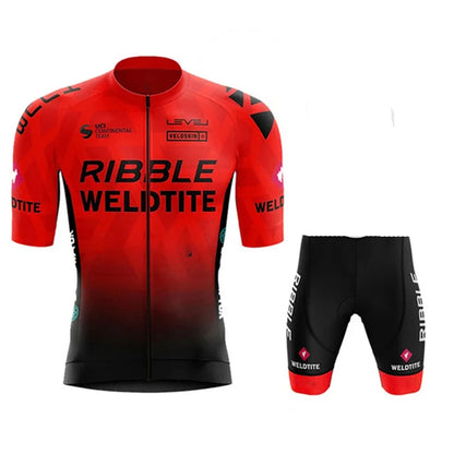 Ribble Weldtite Pro Team Cycling Jersey Set Summer Breathable Bicycle Men&
