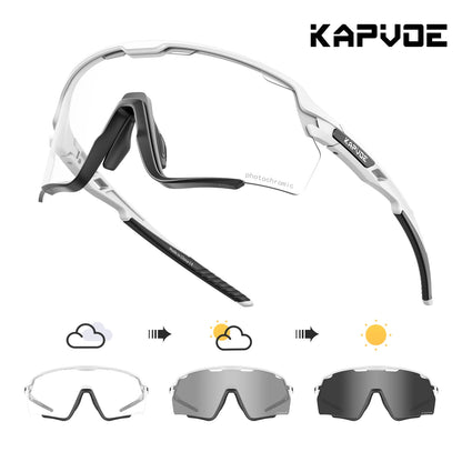 Kapvoe Cycling Glasses Photochromic Cycling Sunglasses UV400 MTB Sports Eyewear Outdoor Bicycle Goggles Bike Cycling Equipment