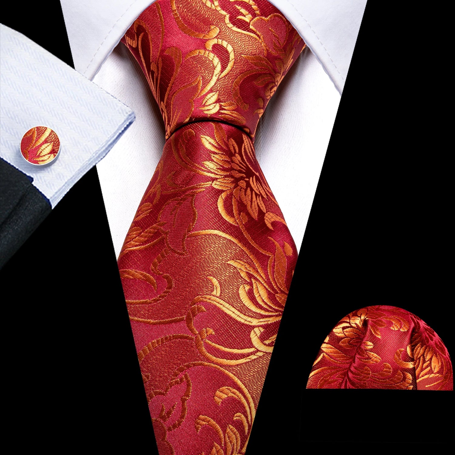 Barry.Wang Jacquard Bright Red Men&