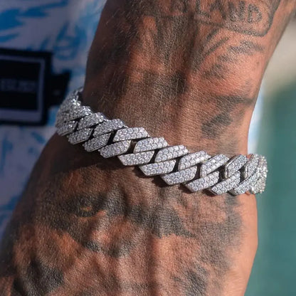Mens Cuban Bracelet Full Diamond-Rhombus Design - Luxurious Sparkling Jewelry for Him