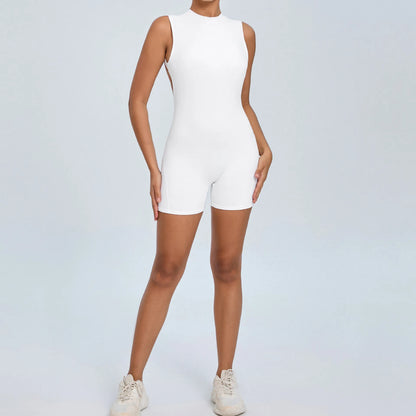 Women Sexy V Back Scrunch Sports Jumpsuit Women Gym Bodysuits Backless Workout One-Piece Suit Sportswear Fitness Short Rompers