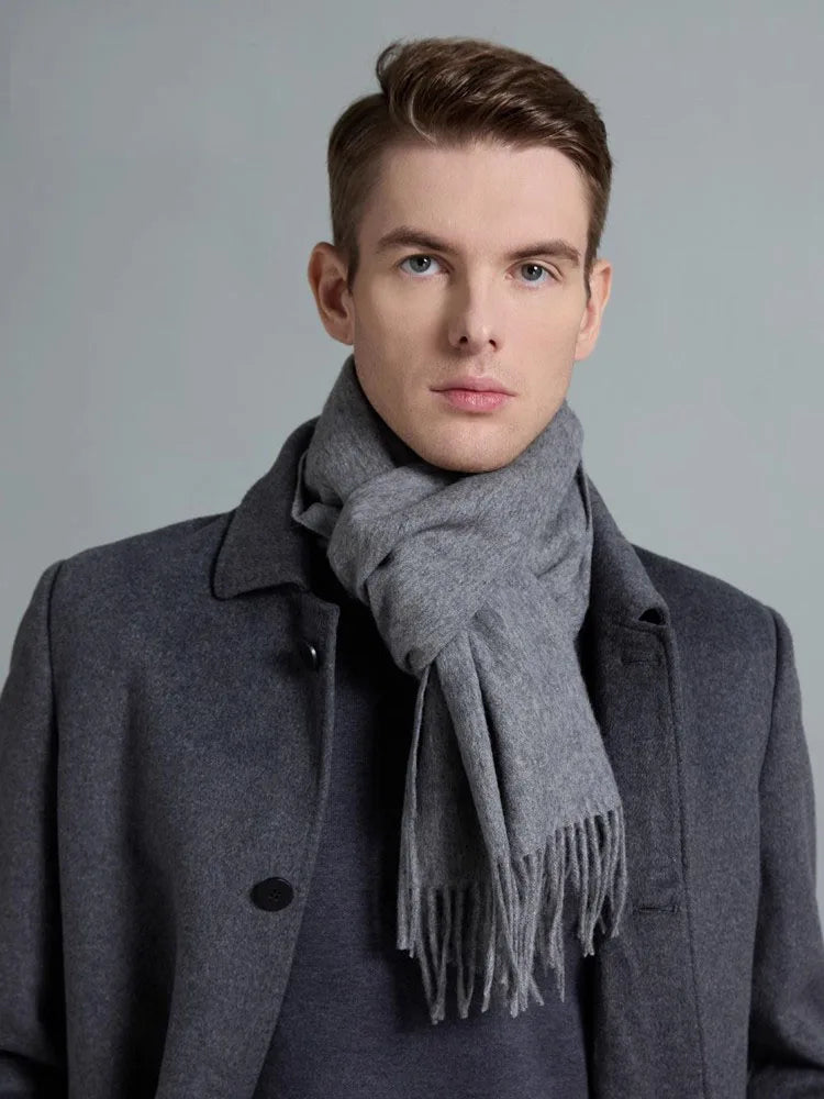 High Quality Solid Color 100% Wool Scarf Men&