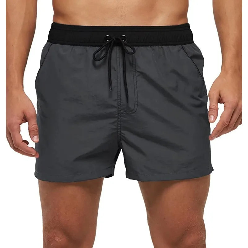 Men Summer Swim Shorts Swimwear Trunks Swimsuits Quickly Dry Surf Beach Board Elastic Waist Swim Pants Surffing Shorts with Mesh
