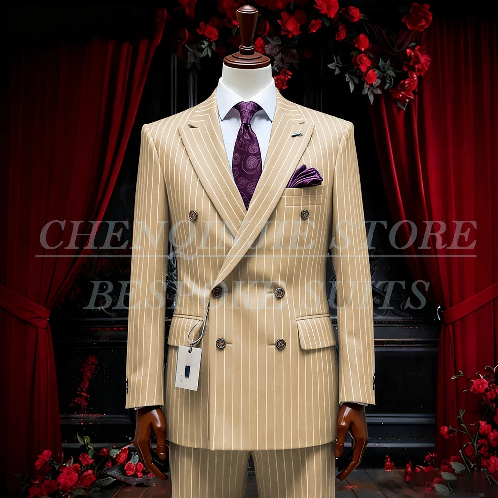 SILIWEYA Double Breasted Business Men&