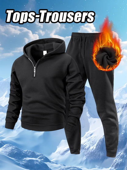 Unisex 2 Piece Set Fitness Running Casual Sport Set Comfortable Casual Sport Solid Color Suit Hooded Pullover Sweatshirt Trouser