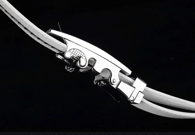 Men &amp; Women Elegant White Belt - Genuine Leather, Automatic Buckle, 3.5cm for Jeans