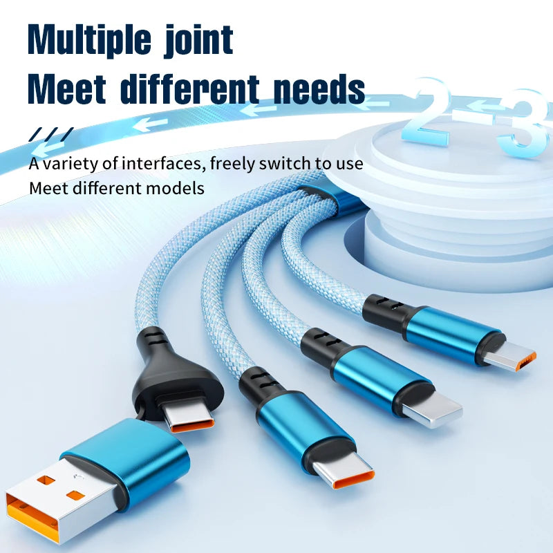 Two Tow Three 100w Braided Fast Charge Data Cable Pd For Mobile Phone Tablet Fully Compatible With Huawei Xiaomi Multi Interface