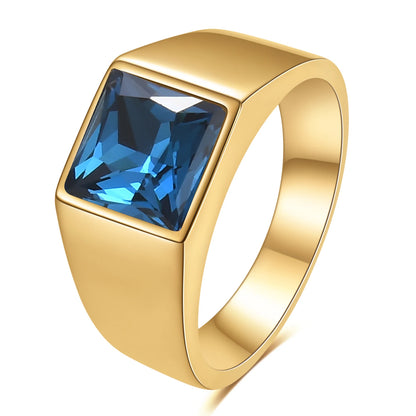VQYSKO Big Square Cut Stone Signet Ring Exquisite Large Colour Quartz Cocktail Ring For Women Men Jewelry Party Gifts